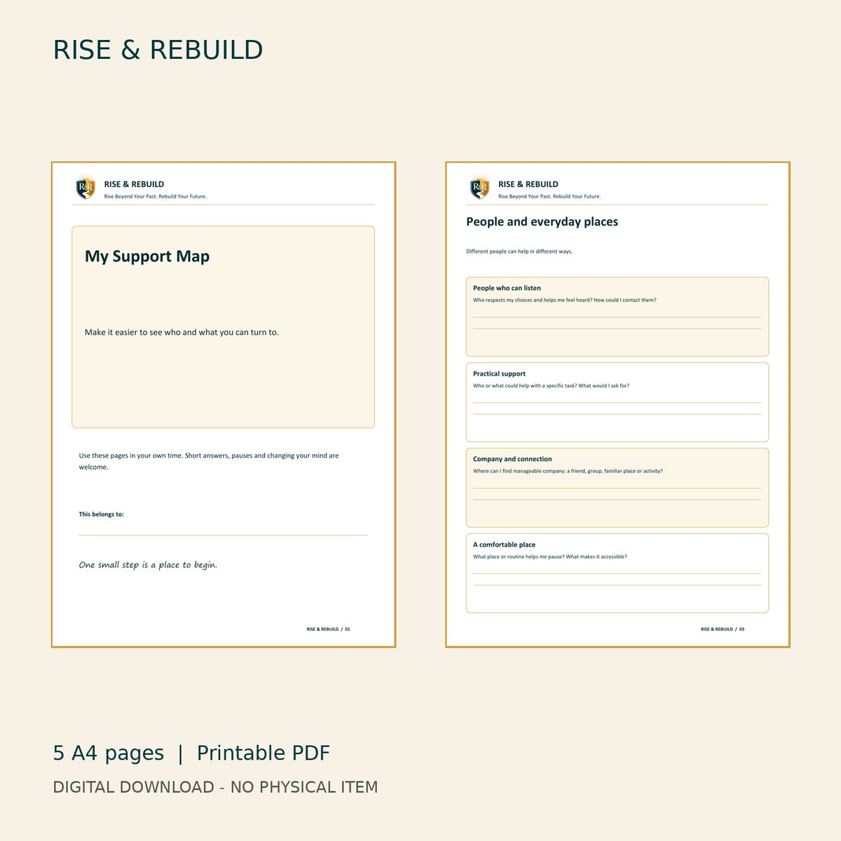 My Support Map Workbook - actual PDF pages, digital download only