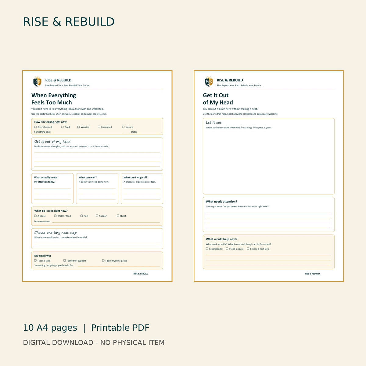 Everyday Reset Sheets - Collection 01 - actual PDF pages, digital download only