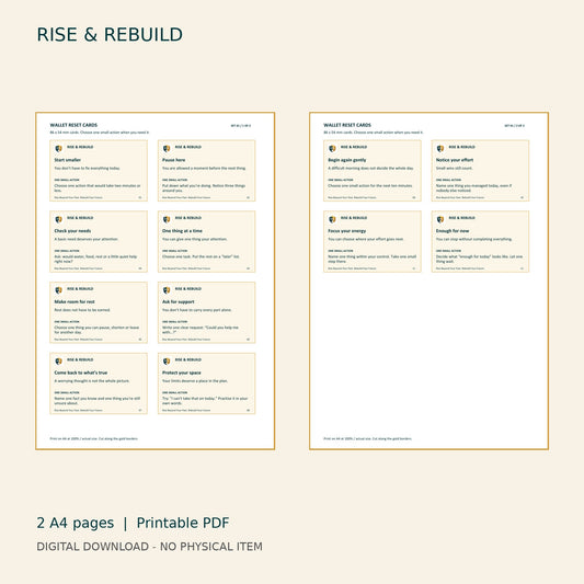 Pocket Reset Cards - 12 Printable Cards - actual PDF pages, digital download only