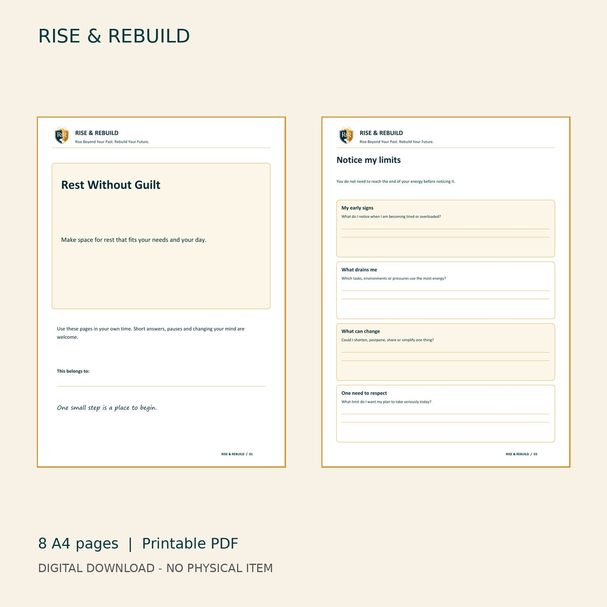 Rest Without Guilt Workbook - actual PDF pages, digital download only
